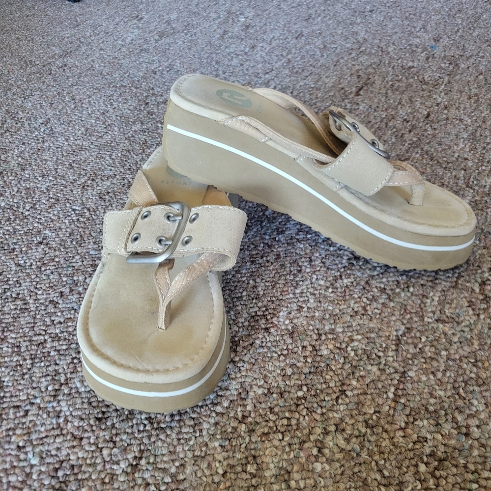 Flip-flop platform sandal.